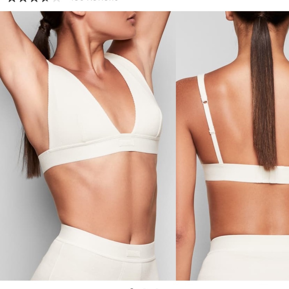 Skims cotton plunge bralette in bone